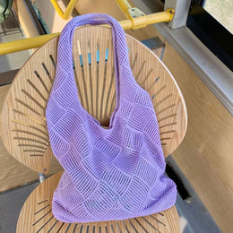 Purple Solid Two Handles Handheld Bag