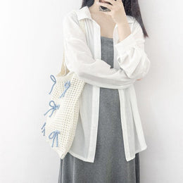 Blue Solid Two Handles Handheld Bag