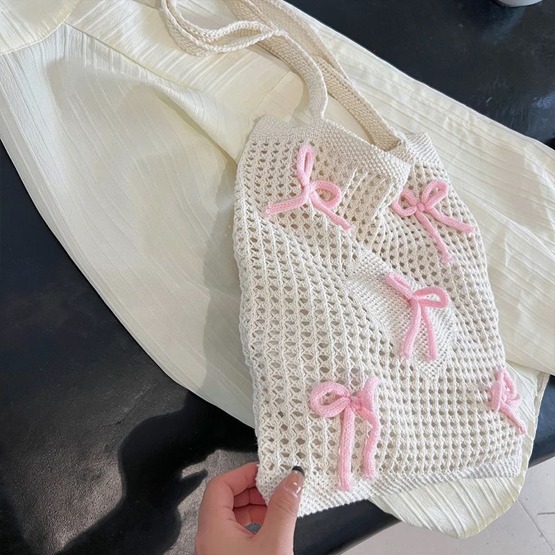 Pink Solid Two Handles Handheld Bag
