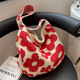 Red Printed One Handle Handheld Bag