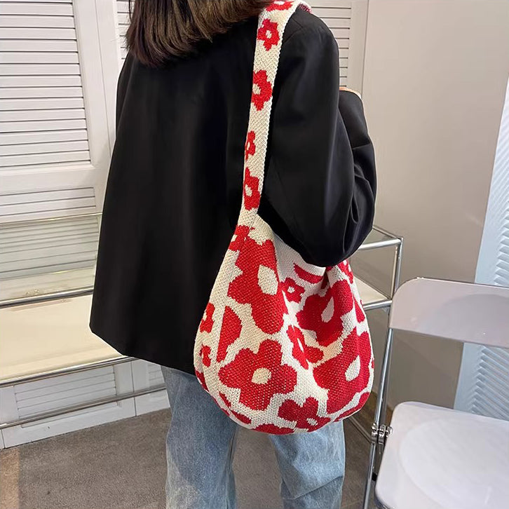 Red Printed One Handle Handheld Bag