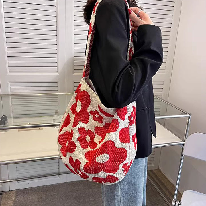 Red Printed One Handle Handheld Bag