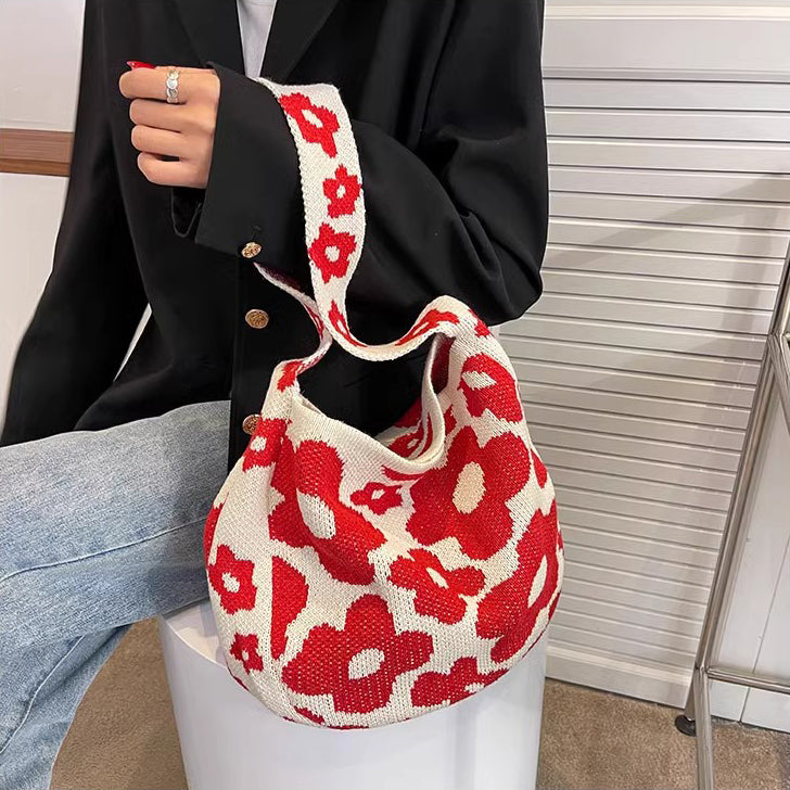 Red Printed One Handle Handheld Bag