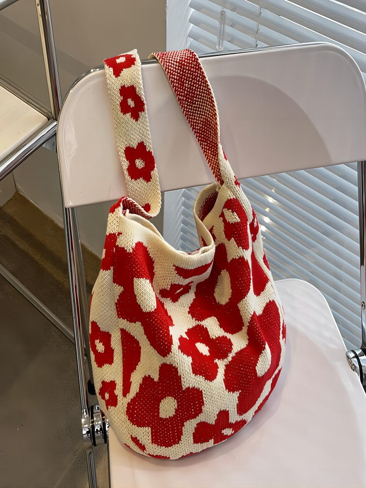 Red Printed One Handle Handheld Bag