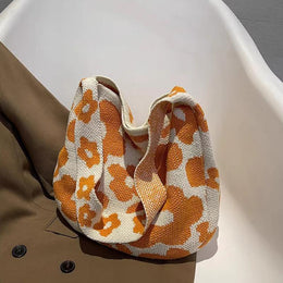 Orange Printed One Handle Handheld Bag