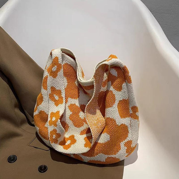Orange Printed One Handle Handheld Bag