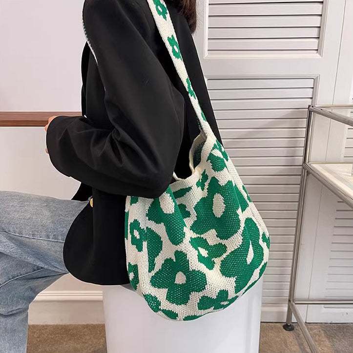 Green Printed One Handle Handheld Bag