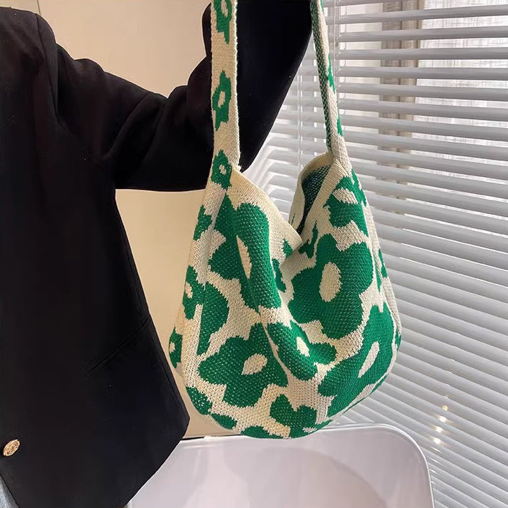 Green Printed One Handle Handheld Bag