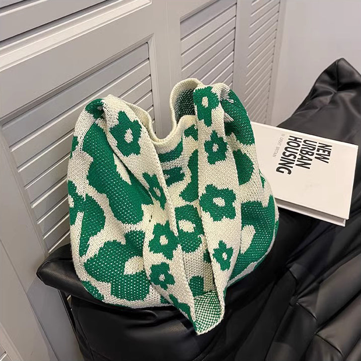 Green Printed One Handle Handheld Bag