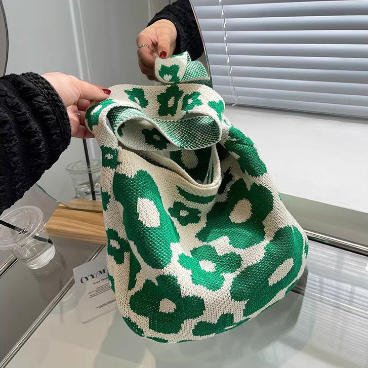 Green Printed One Handle Handheld Bag