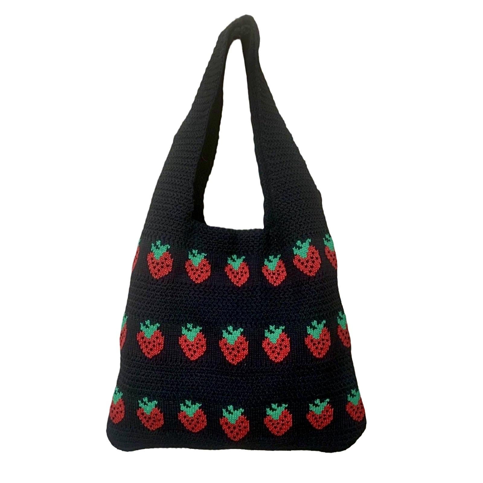 Black Printed One Handle Handheld Bag