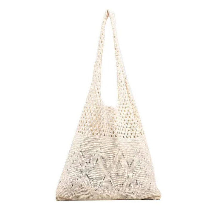 Off White Solid One Handle Handheld Bag