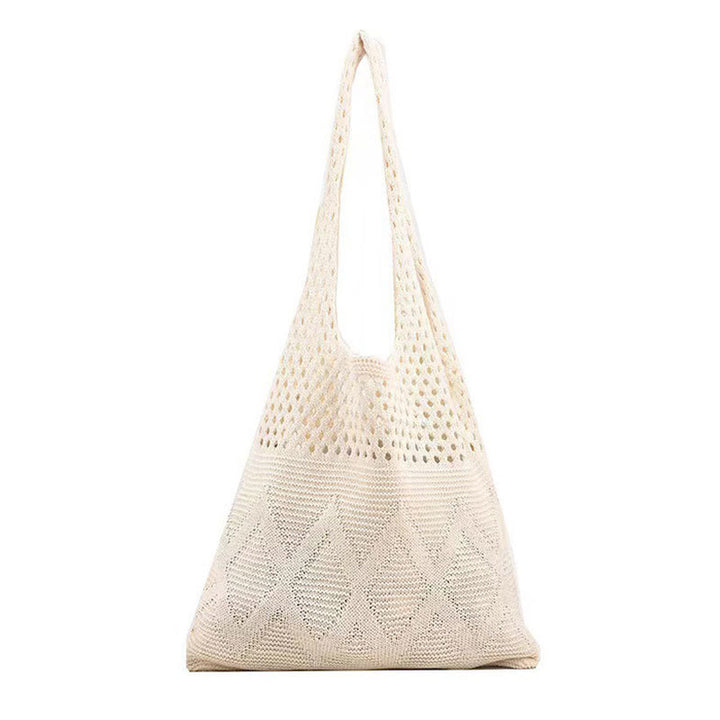 Off White Solid One Handle Handheld Bag