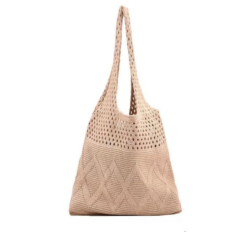 Khaki Solid One Handle Handheld Bag