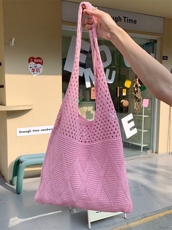 Pink Solid One Handle Handheld Bag