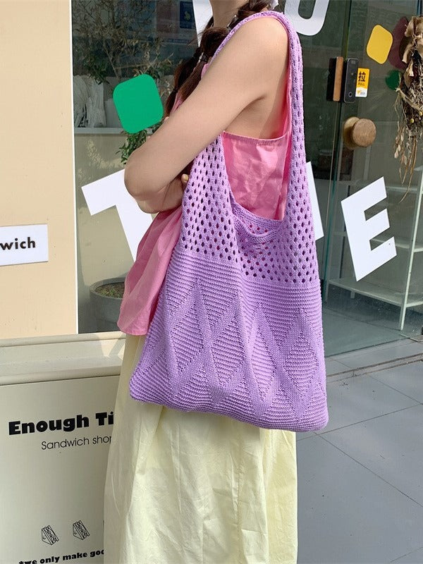 Purple Solid One Handle Handheld Bag