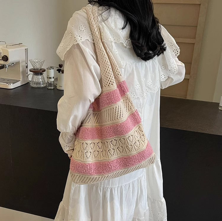 Pink Solid One Handle Handheld Bag