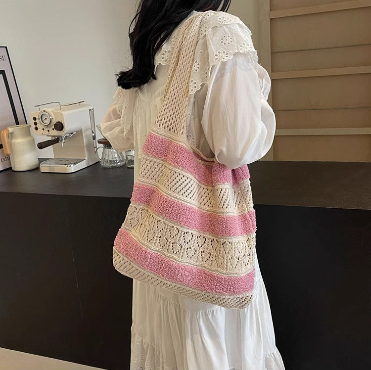 Pink Solid One Handle Handheld Bag
