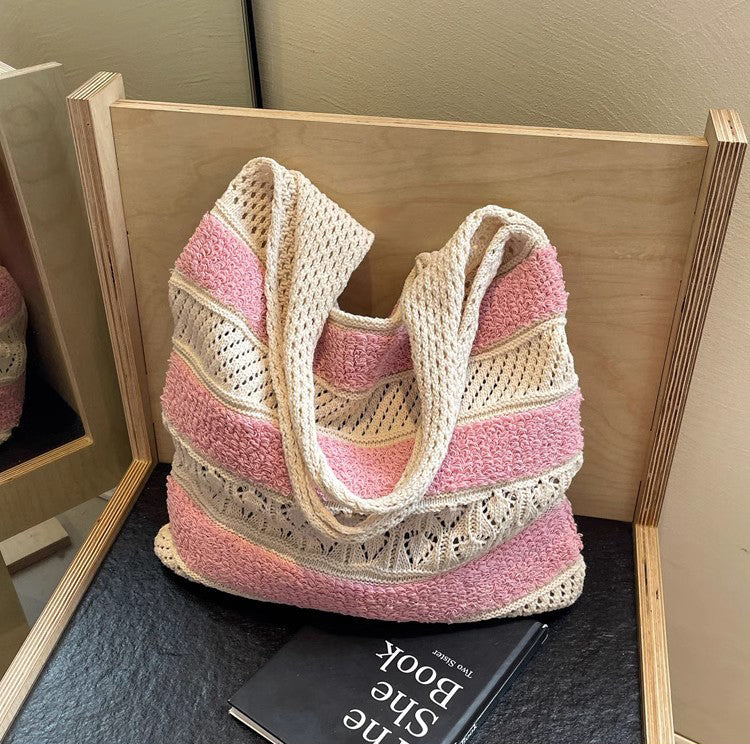Pink Solid One Handle Handheld Bag