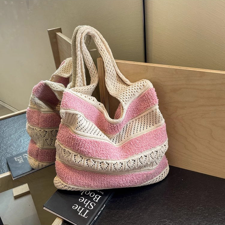 Pink Solid One Handle Handheld Bag