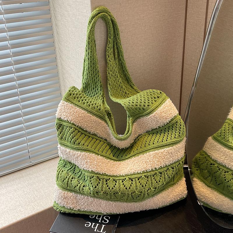 Green Solid One Handle Handheld Bag