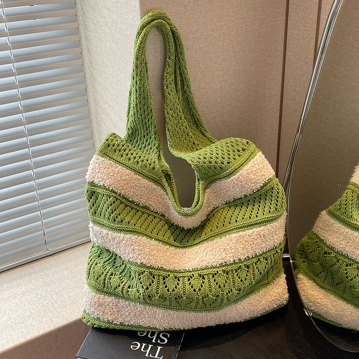 Green Solid One Handle Handheld Bag