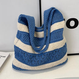 Blue Solid One Handle Handheld Bag