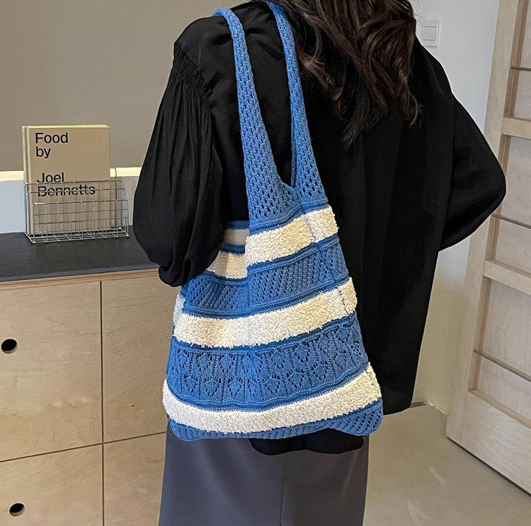 Blue Solid One Handle Handheld Bag