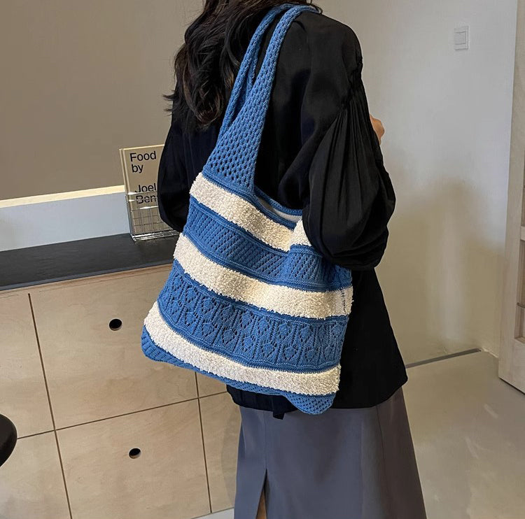 Blue Solid One Handle Handheld Bag