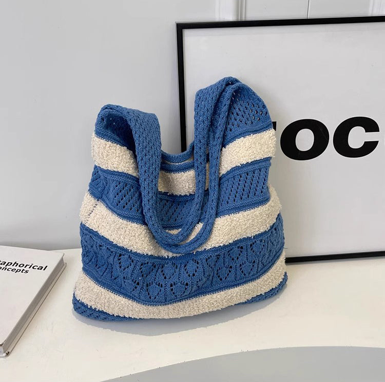 Blue Solid One Handle Handheld Bag