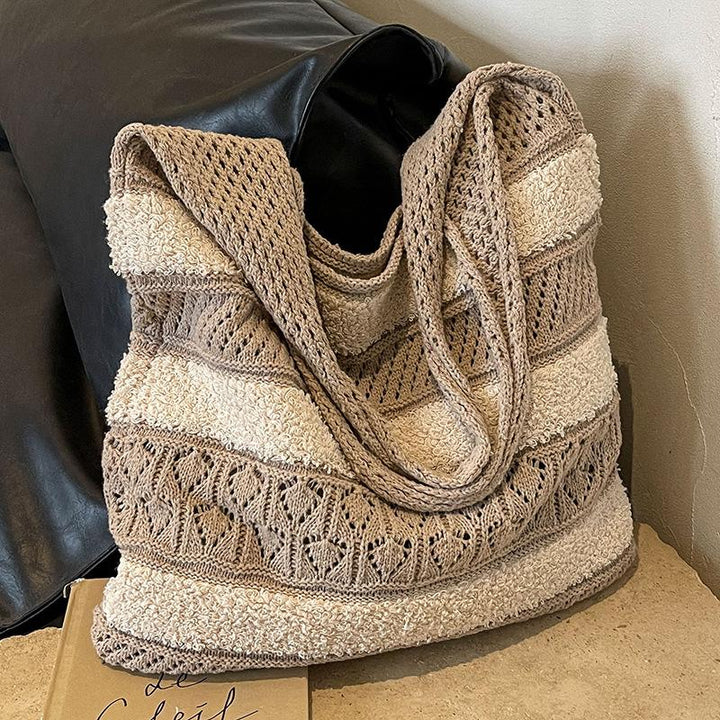 Khaki Solid One Handle Handheld Bag