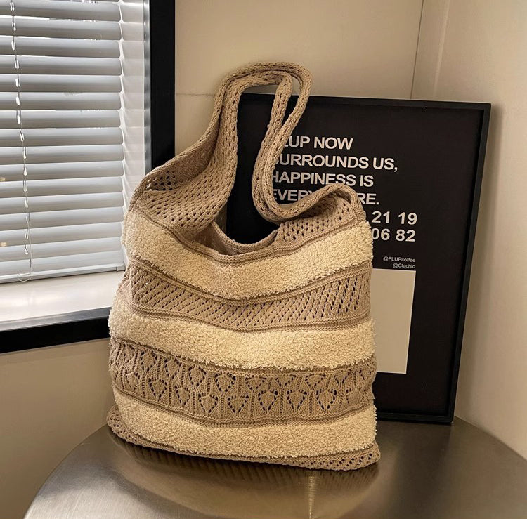 Khaki Solid One Handle Handheld Bag