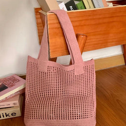 Pink Solid One Handle Tote Bag
