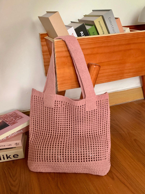 Pink Solid One Handle Tote Bag