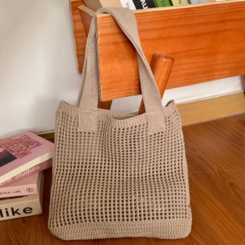 Khaki Solid One Handle Tote Bag