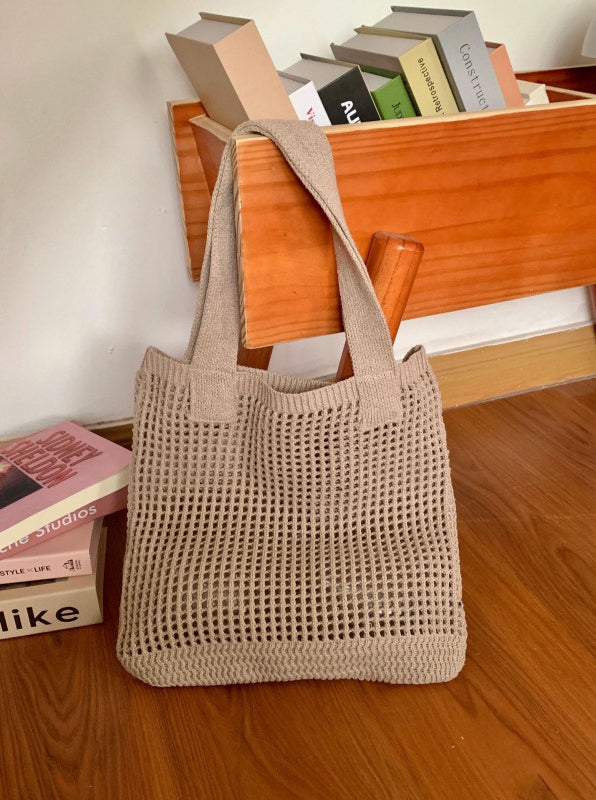 Khaki Solid One Handle Tote Bag