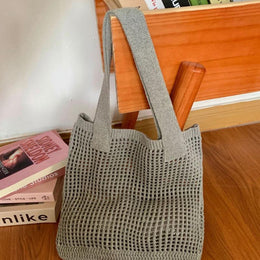 Grey Solid One Handle Tote Bag