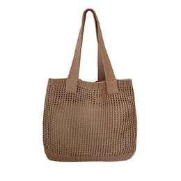 Brown Solid One Handle Tote Bag