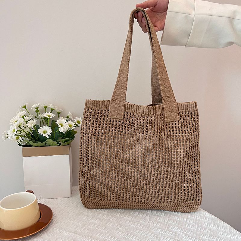 Brown Solid One Handle Tote Bag