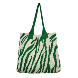 Green Printed Two Handles Handheld Bag