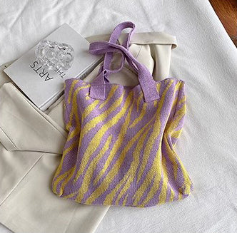 Purple Printed Two Handles Handheld Bag