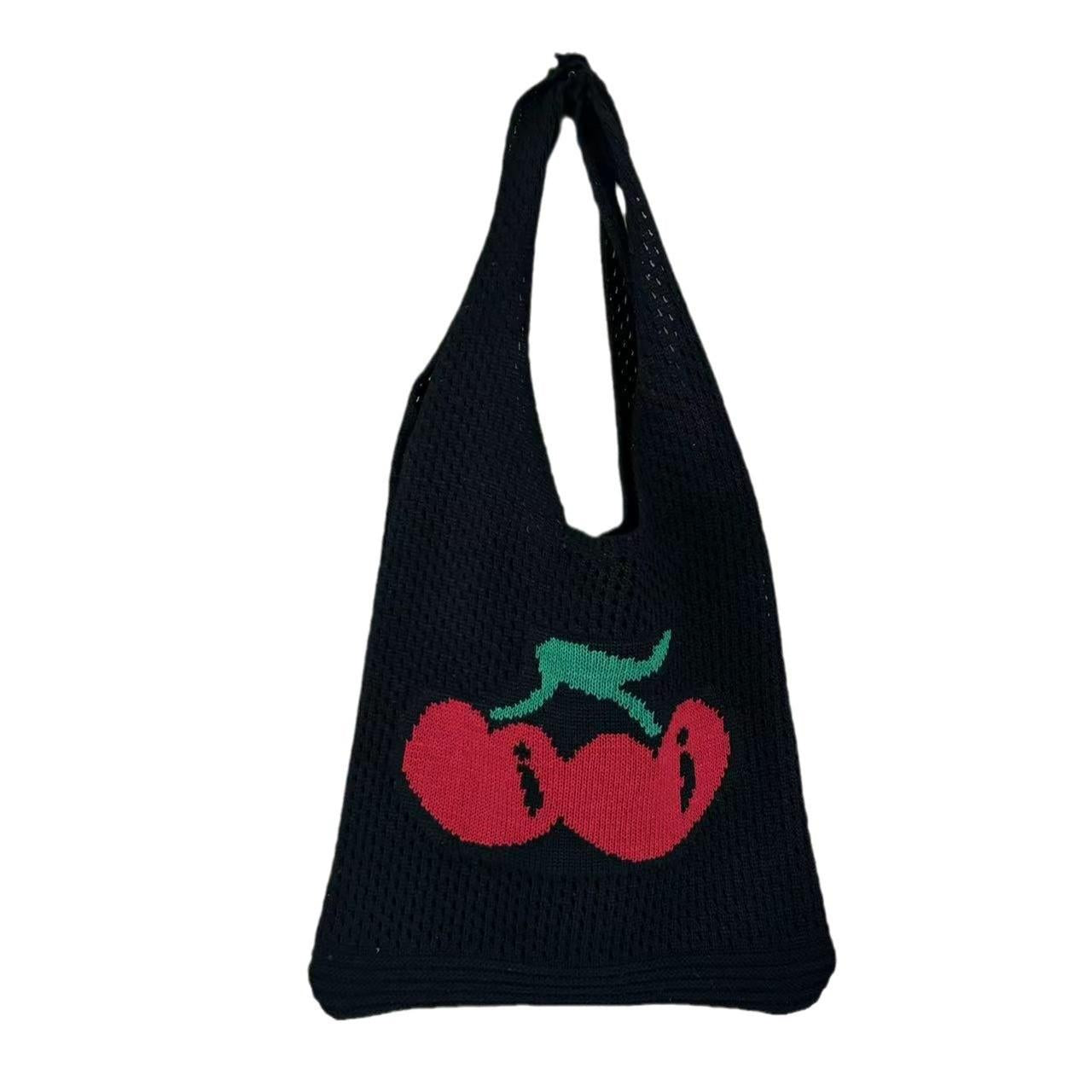Black Printed Two Handles Handheld Bag