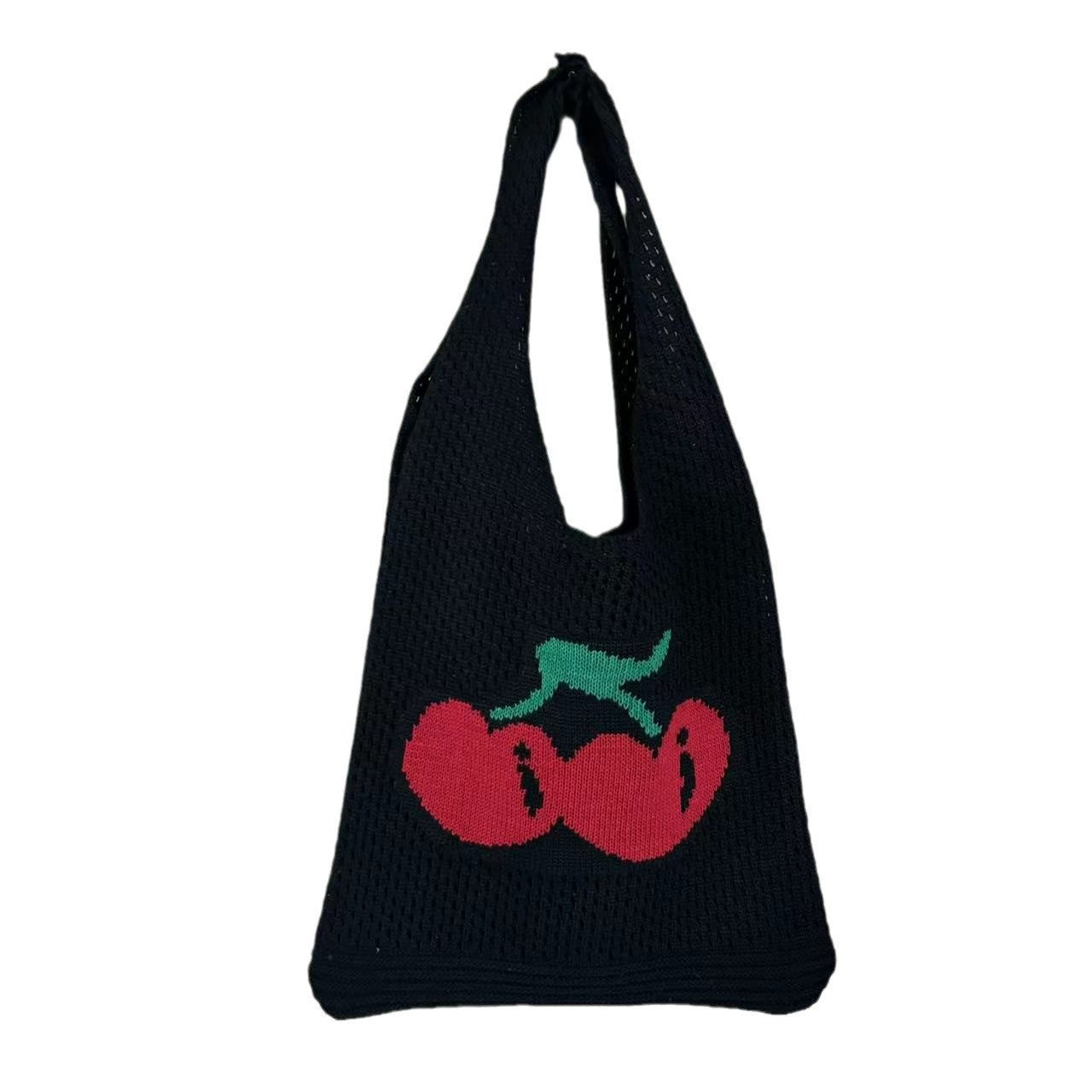 Black Printed Two Handles Handheld Bag
