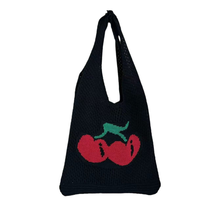 Black Printed Two Handles Handheld Bag