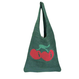 Green Printed Two Handles Handheld Bag