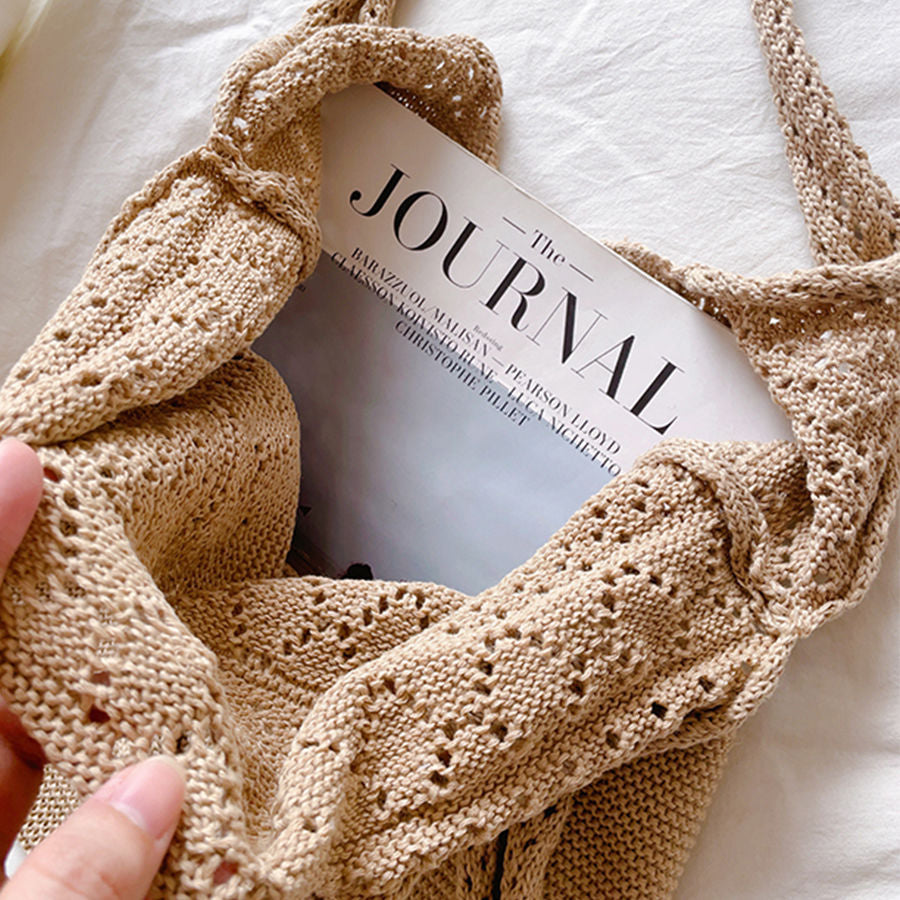 Khaki Solid Two Handles Handheld Bag