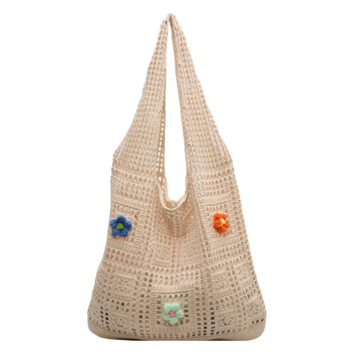 Off White Solid Two Handles Handheld Bag