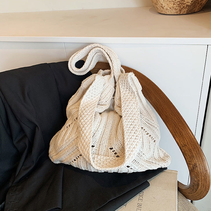 Off White Solid Two Handles Shoulder Bag