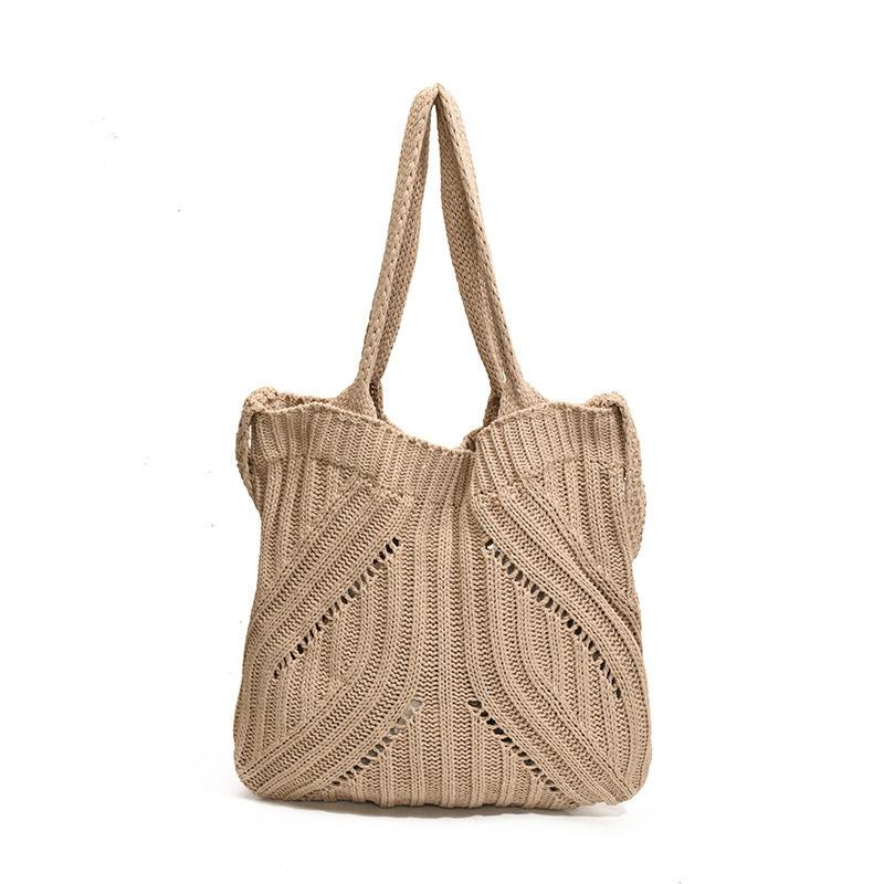 Khaki Solid Two Handles Shoulder Bag