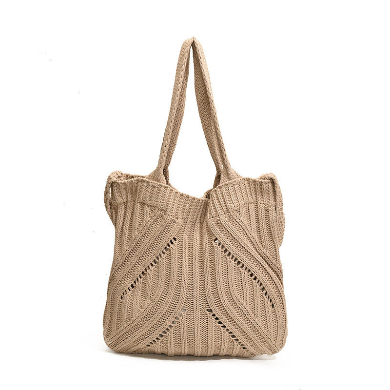 Khaki Solid Two Handles Shoulder Bag